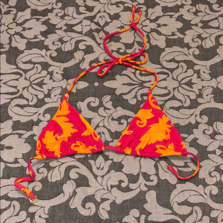 Oscar De La Renta Pink And Orange Bikini Top